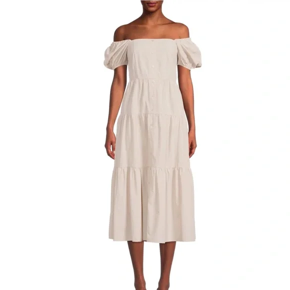 Time And Tru Women's Solid Halter Dress, Size: Large, Beige